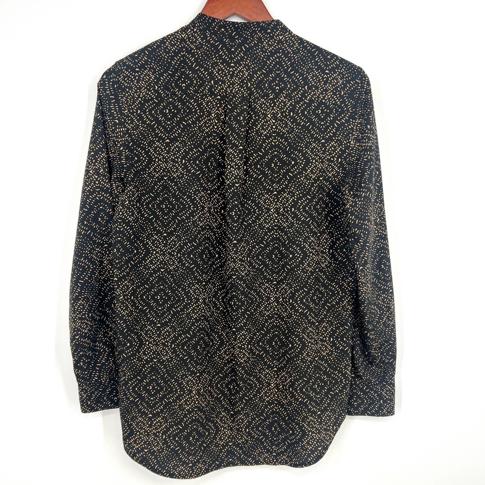Ralph Lauren Womens Size Petite Medium Formal Blouse Shirt Top Black Long Sleeve - Picture 7 of 8